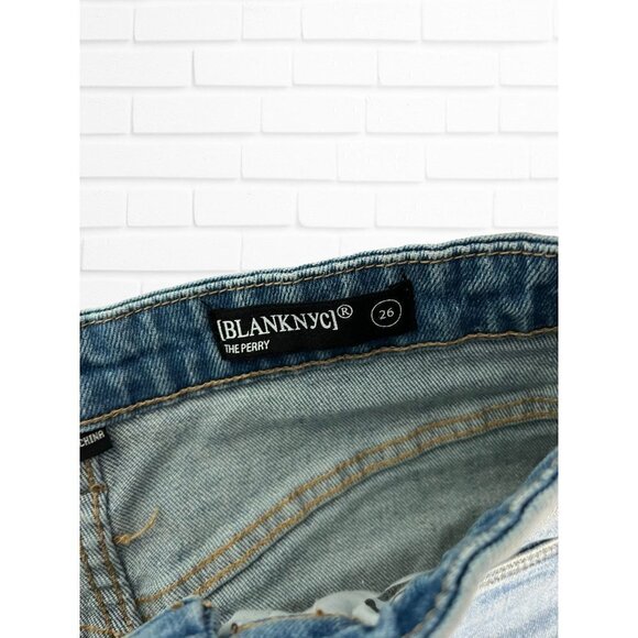 Blank NYC Shorts Women's Sz 26 The Perry Mom Shorts Blue Cotton‎ Pockets - Picture 3 of 8